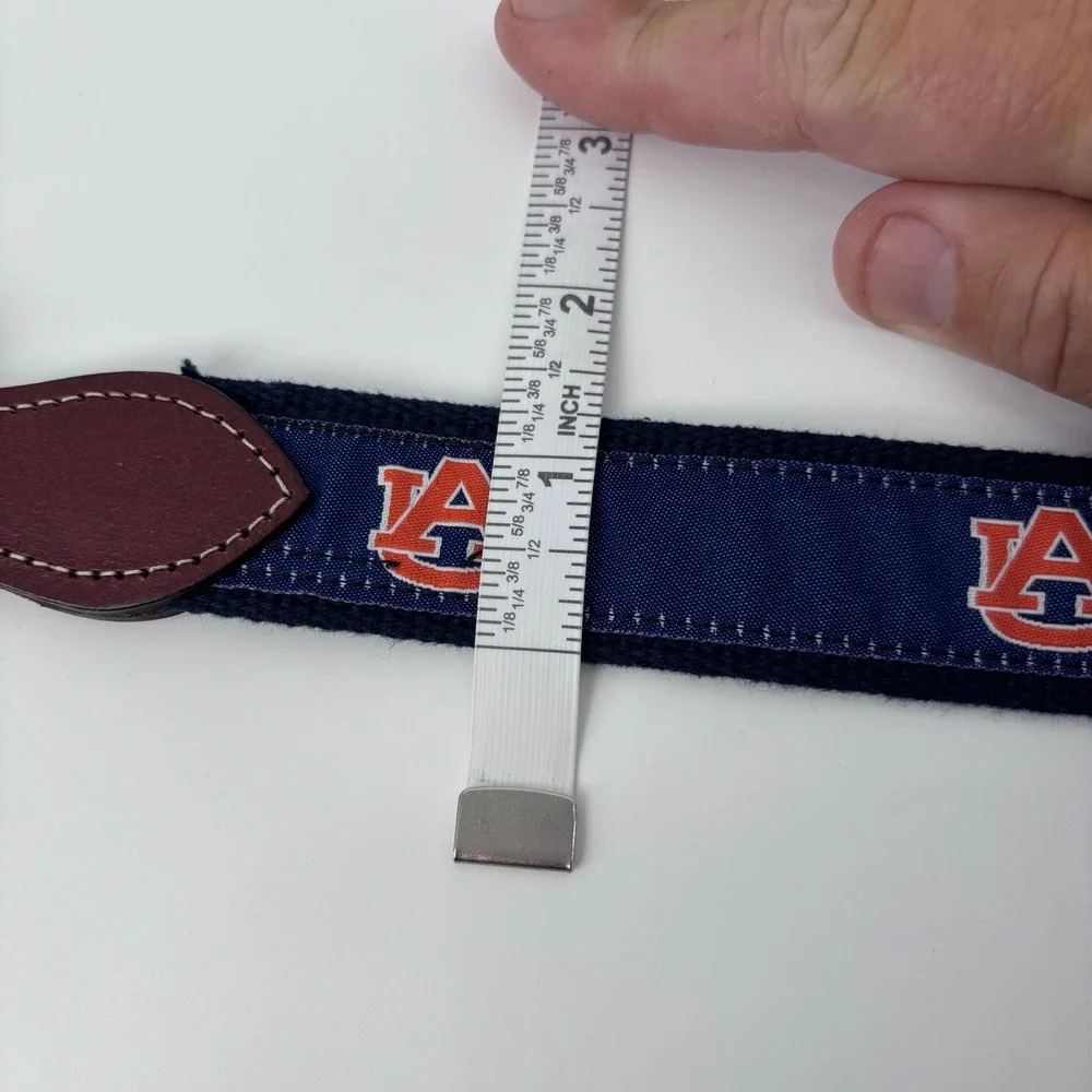 Auburn Tigers Ribbon Webbing Belt Mens 42 Navy Blue AU Logo Canvas Leather